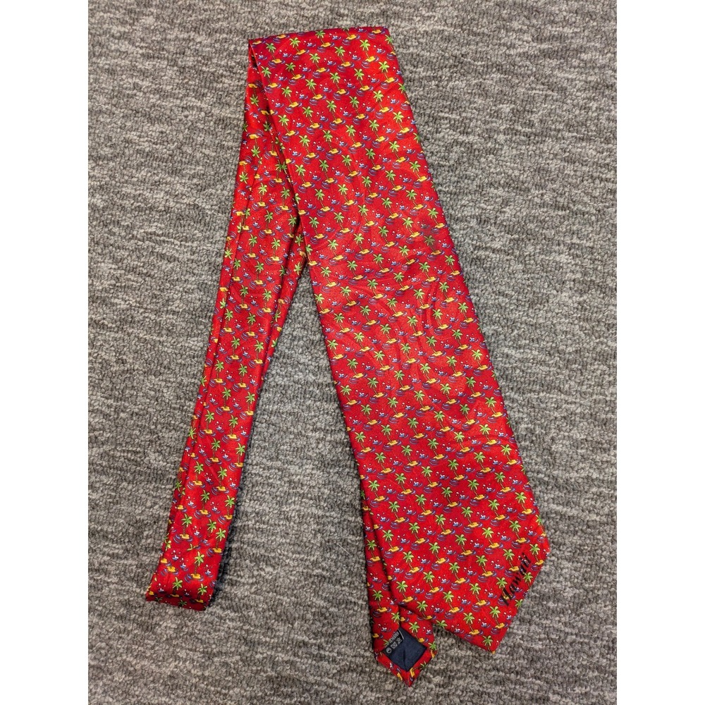 Island News Necktie Men's One Size Red Tropical Palm Tree Island Print Hawaii